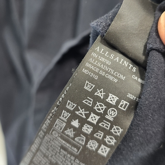 All Saints T Shirt Mens XXL Black Brace SS Crew Tee Short Sleeve Regular Fit - Picture 8 of 12